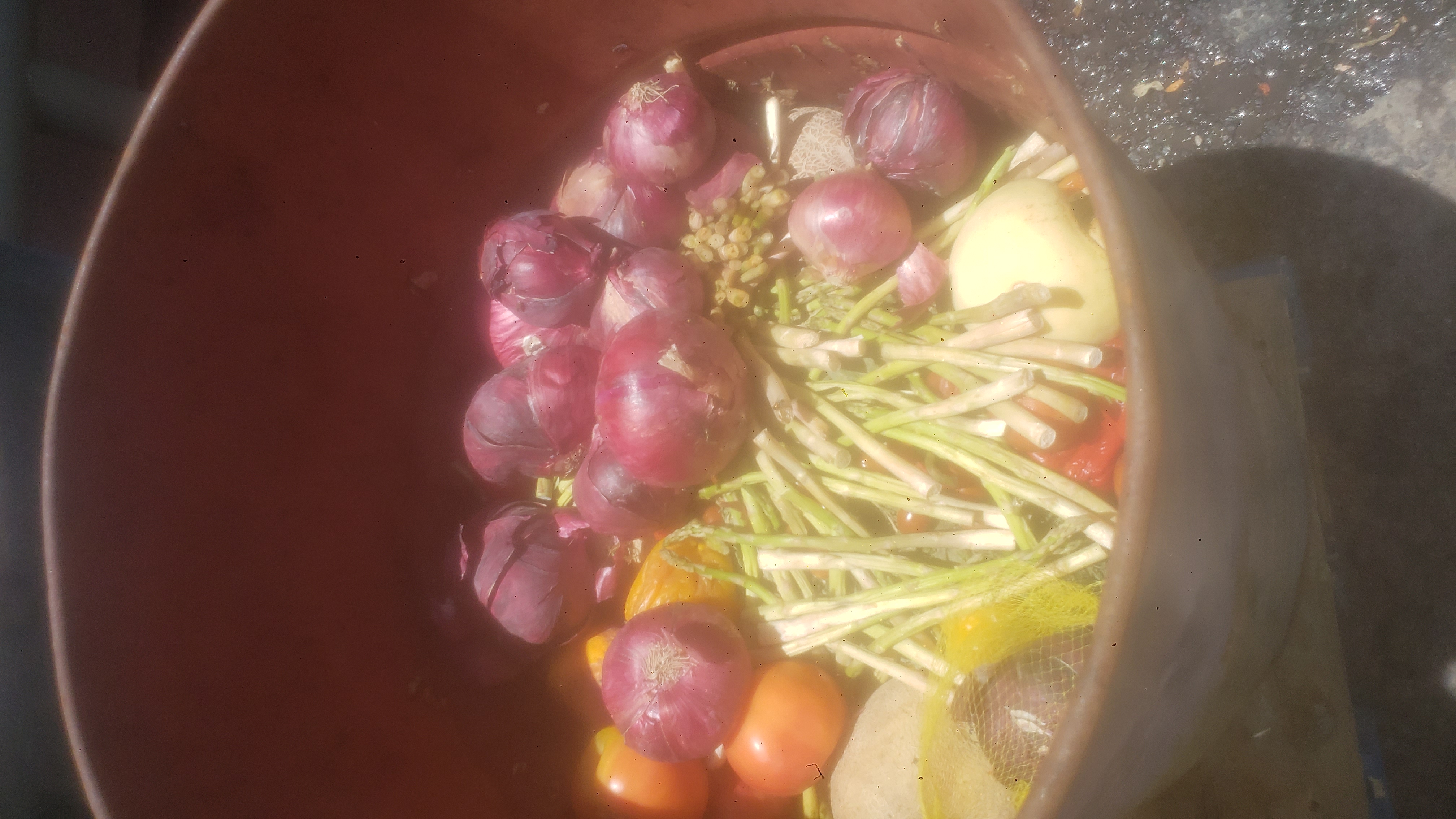 Barrels full of rotten produce.